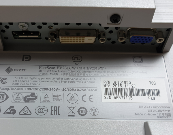 Monitor Eizo LCD EV2316W 23 1920x1080 DVI-D DisplayPort VGA Klasa A