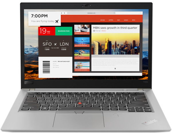 Laptop Lenovo ThinkPad T480s Silver / i7-8650U / 16GB DDR4 / 256GB SSD / 14" Full HD dotyk / Klasa A-