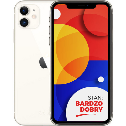 Apple iPhone 11 White 128 GB Smartfon - Stan Bardzo Dobry (Komunikat o baterii+Komunikat o LCD)