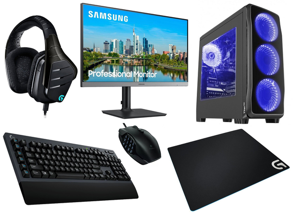Zestaw gamingowy Logitech - Intel Core i5-10400F / Zotac GeForce GTX 1650 4GB / 240GB SSD / 8GB DDR4 / WIN 10 PRO + Monitor Samsung 24" + Klawiatura Logitech G613 + Myszka Logitech G600 + Słuchawki Logitech G633 + Podkładka Logitech G640