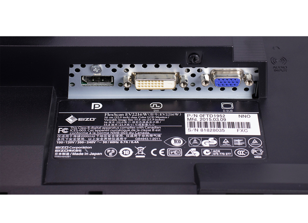 Monitor Eizo 22" EV2216W Black | VGA | DISPLAYPORT | DVI-D | Klasa A